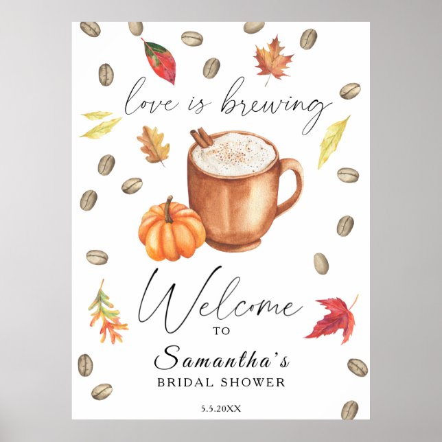 Póster Ducha de pumpkin Latte Bridal Bienvenida (Frente)