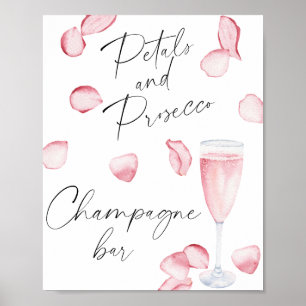 Póster Ducha de Rosa prosecco de novia - Bar de champán