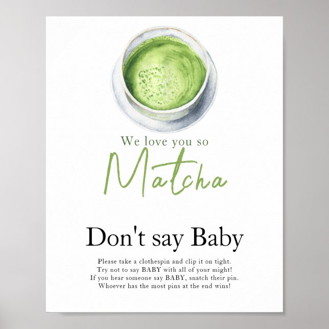 Póster Ducha de té Matcha No digas bebé  (Frente)