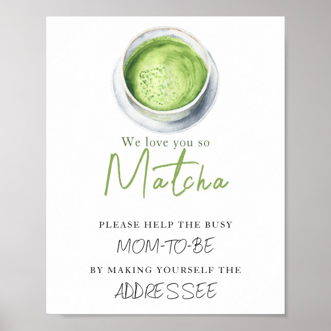 Póster ducha de té matcha para bebé - Ayuda a la futura m (Frente)