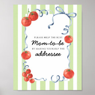 Póster Ducha de tomate para bebé ocupada Madre