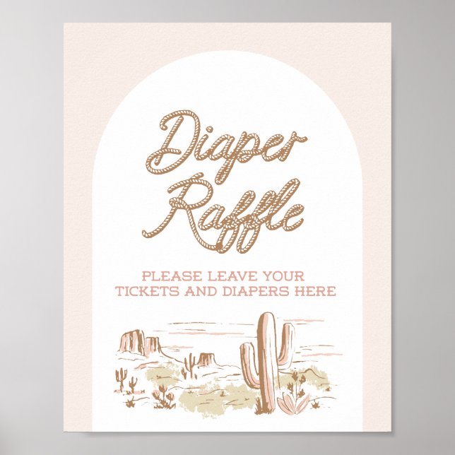 Póster Ducha de vaquera bebé Diaper Rifa (Frente)