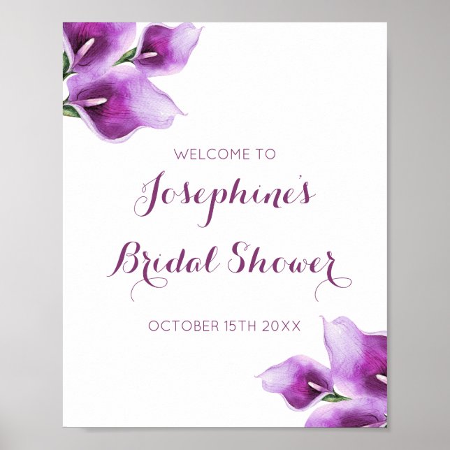 Póster Ducha Morada de Brigada Floral de Calla Lily (Frente)