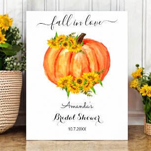 Póster Ducha Nupcial de Otoño Floral Naranja Calabaza