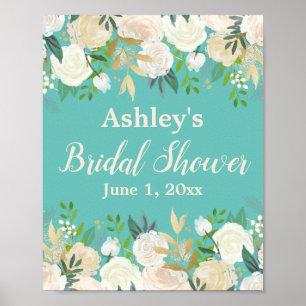 Póster Ducha nupcial Foto Prop Turquoise Gold