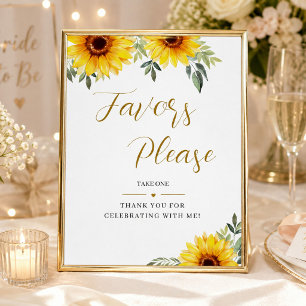 Póster Ducha Nupcial Girasoles Tarjetas y Regalos