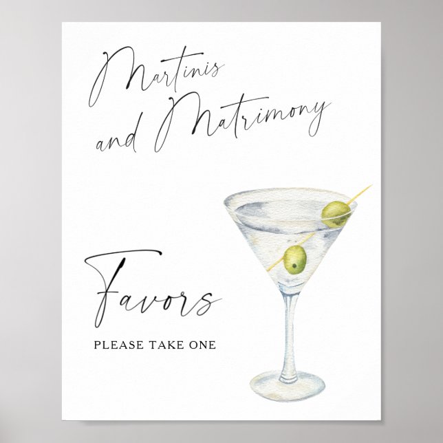 Póster Ducha nupcial Martini Favor de tomar una (Frente)