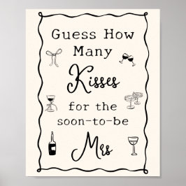 Póster Ducha nupcial negra italiana adivina cuántos besos