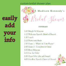 Póster Ducha nupcial Plan Itinerario Acuarela Fab Floral