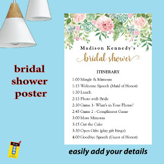 Póster Ducha nupcial Plan Itinerario Fun Fab Poster