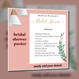 Póster Ducha nupcial Plan Itinerario Verde azulado Fab Fl