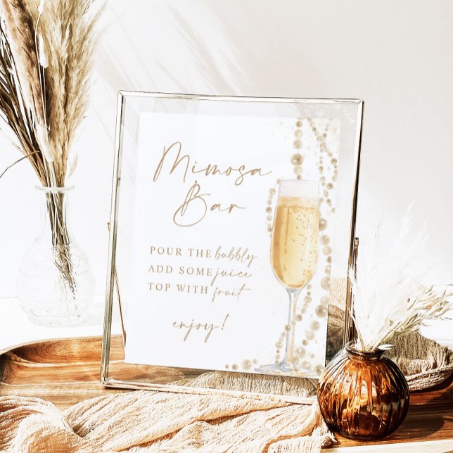 Póster Ducha nupcial Rótulo Bar Mimosa, Perlas y Prosecco (Subido por el creador)