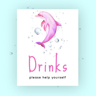 Póster Ducha para bebés de delfines rosa - Bebidas