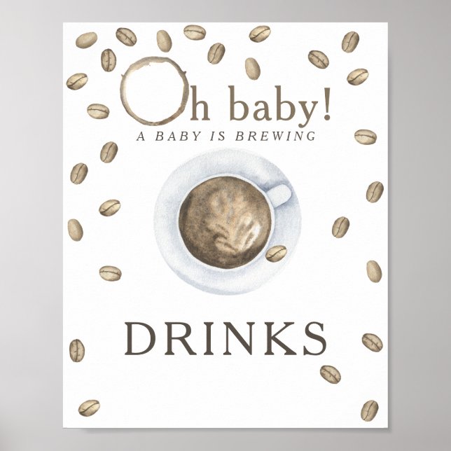 Póster Ducha para bebés para preparar café Bebidas (Frente)