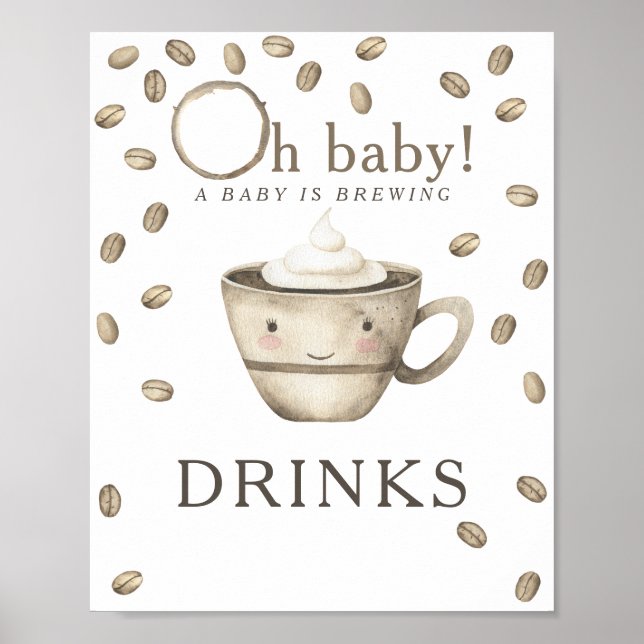 Póster Ducha para bebés para preparar café Bebidas (Frente)