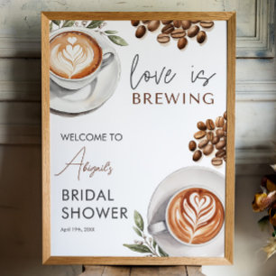 Póster Ducha para novias en café - Bienvenida 18x24