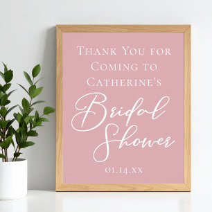 Póster Ducha Rosa rosada con ducha de novia personalizada