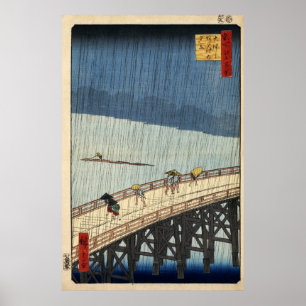 Póster Ducha súbita de Hiroshige sobre el puente de