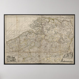 Póster Duchy of Brabant with Adjacent Provinces Map, 1712