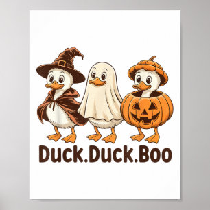 Póster Duck Boo Gracioso Cute Sombrío Halloween Goose Ret