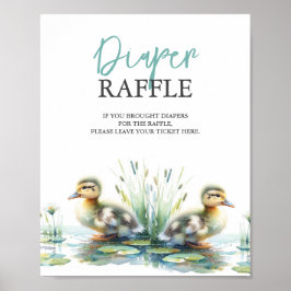 Póster Duck Diaper Raffle Baby Shower Blue