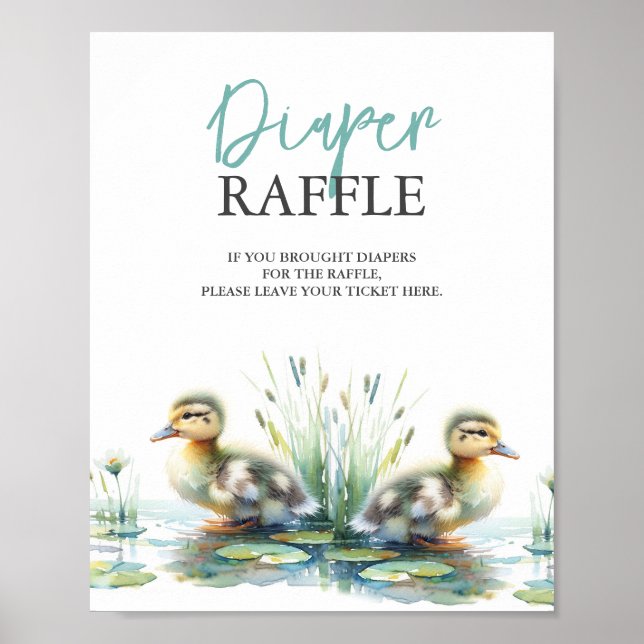 Póster Duck Diaper Raffle Baby Shower Blue (Frente)