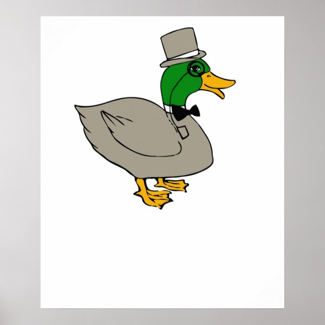 Póster Duckington con monóculo y sombrero superior (Frente)
