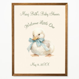 Póster Duckling with Ribbon Baby Shower Welcome Sign