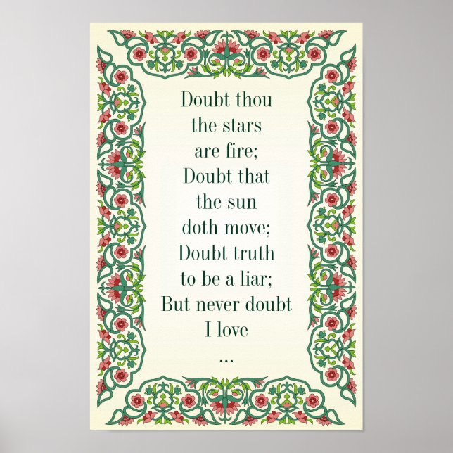 Póster Dudas de que las estrellas sean fuego; duda de que (Frente)