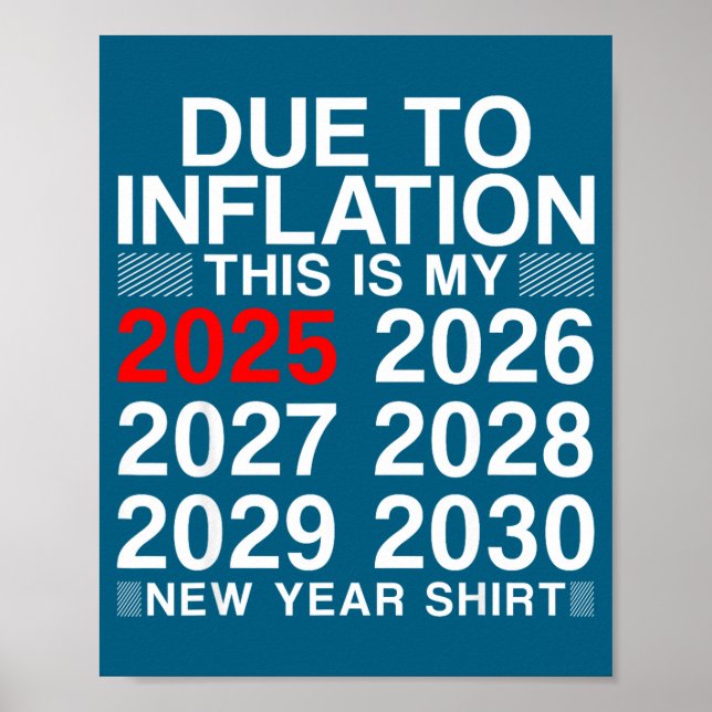 Póster Due To Inflation Funny New Year 2026 Tee Men Women (Frente)