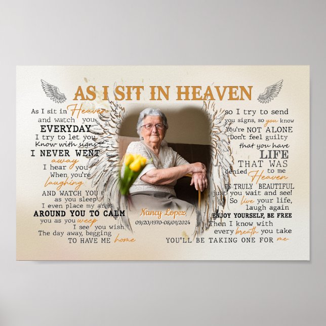 Póster Duelo de Foto Personalizada As Siento En El Cielo (Frente)