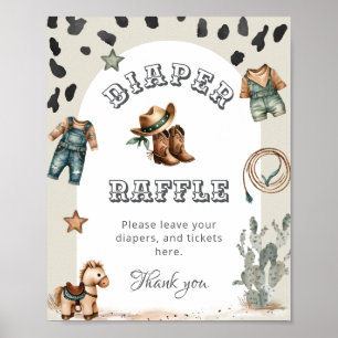 Póster Duelo de pañales para Baby Shower de vaquero bebé 