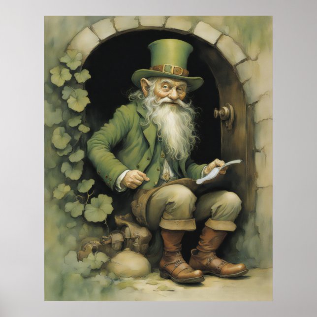 Póster Duende con tréboles (Frente)