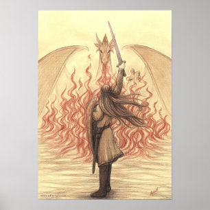 Póster Duende contra dragón