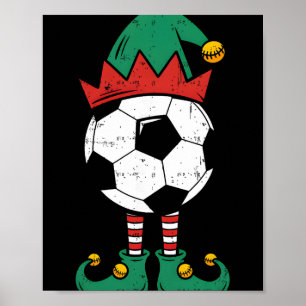 Póster Duende de fútbol Navidad Divertido Duende de Navid
