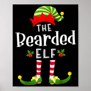 Póster Duende de Navidad Barbudo Pijama a Juego Fiesta de