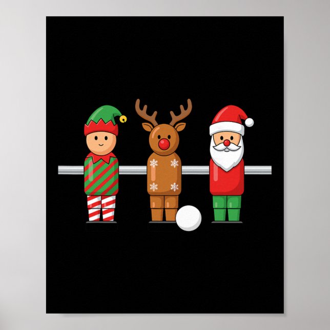Póster Duende de Navidad Foosll Reno Santa Trío Mesa Foo (Frente)