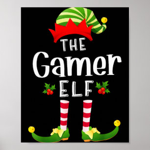 Póster Duende de Navidad Gamer Pijama Navideño a juego Fi