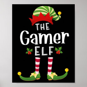 Póster Duende de Navidad Gamer Pijama Navideño a juego Fi