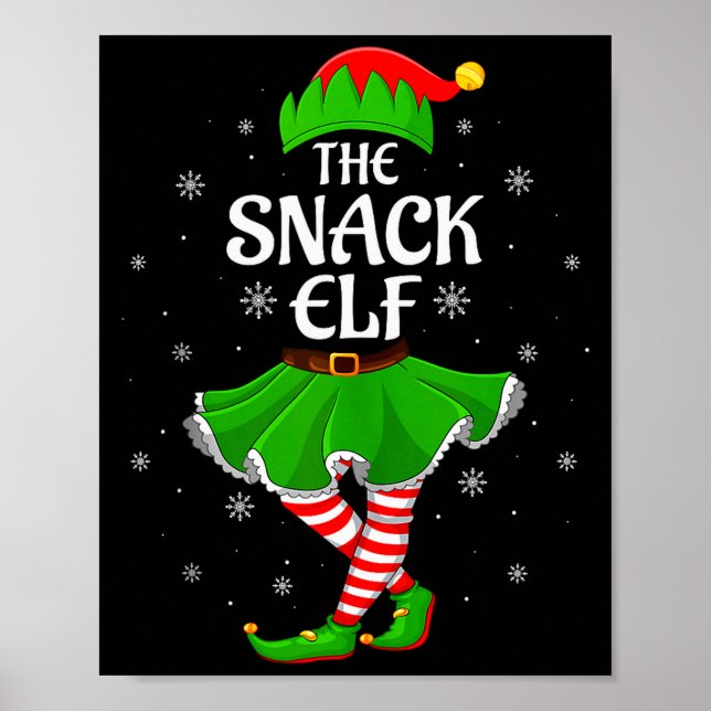 Póster Duende de Snack Navidad Familia Chicas Mujeres Equ (Frente)