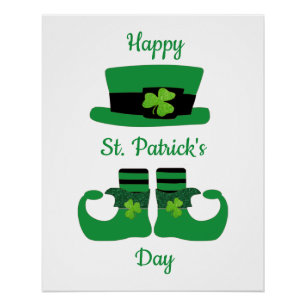 Póster Duende Día de San Patricio Verde Negro  