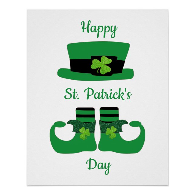 Póster Duende Día de San Patricio Verde Negro   (Anverso)