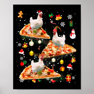 Póster Duende Reno Cordero Santa Cabalgando Pizza Galaxia