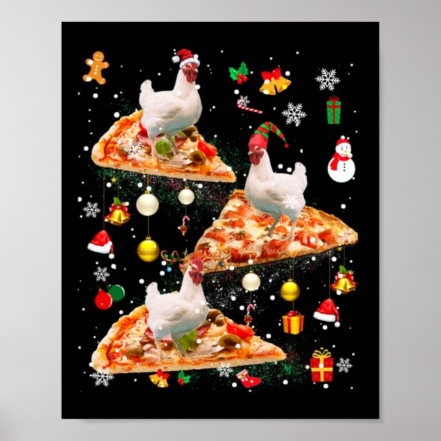 Póster Duende Reno Cordero Santa Cabalgando Pizza Galaxia (Frente)