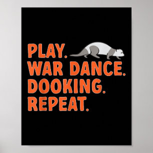 Póster Dueño de ferret juega baile de guerra haciendo hur