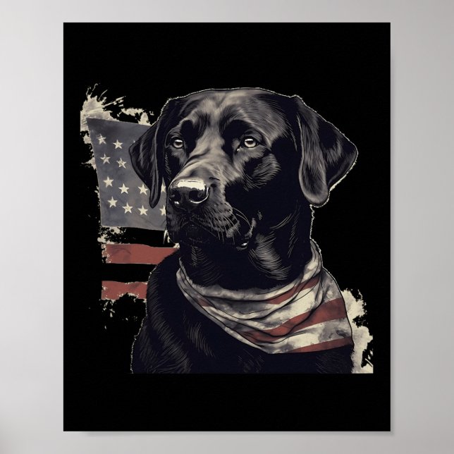 Póster Dueño de Labrador Retriever negro con bandera de E (Frente)