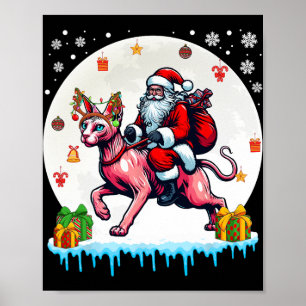Póster Dueño de Navidades de gatos de renos de Santa Ridi