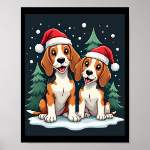 Póster Dueño de perro Beagle Navidad Xmas Fiesta de Navid