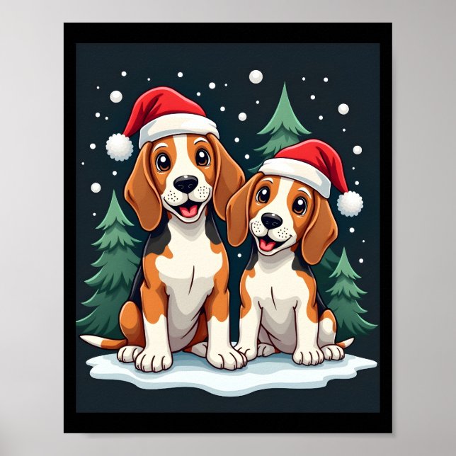 Póster Dueño de perro Beagle Navidad Xmas Fiesta de Navid (Frente)