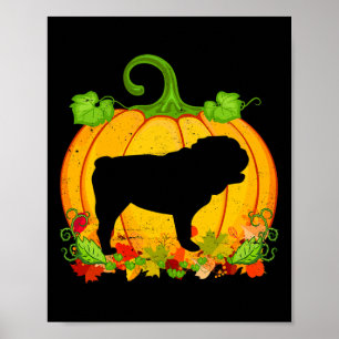 Póster Dueño de perro Bulldog inglés disfraz de Halloween